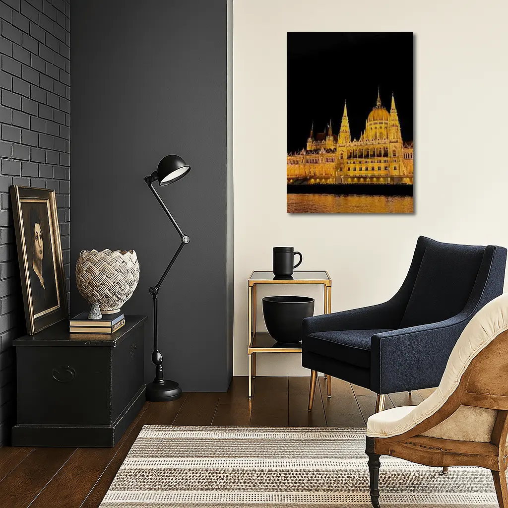 Budapest Parliament Building Glowing At Night – Wall Art
