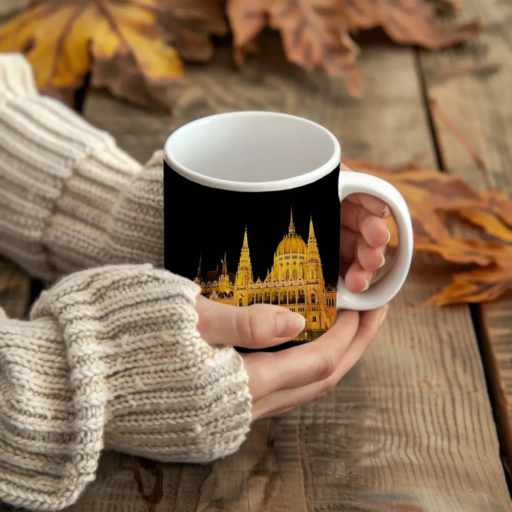 Budapest Parliament Building Glowing At Night – Mugs