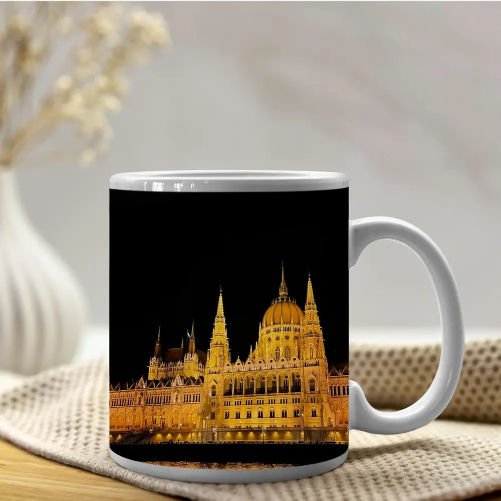 Budapest Parliament Building Glowing At Night – Mugs