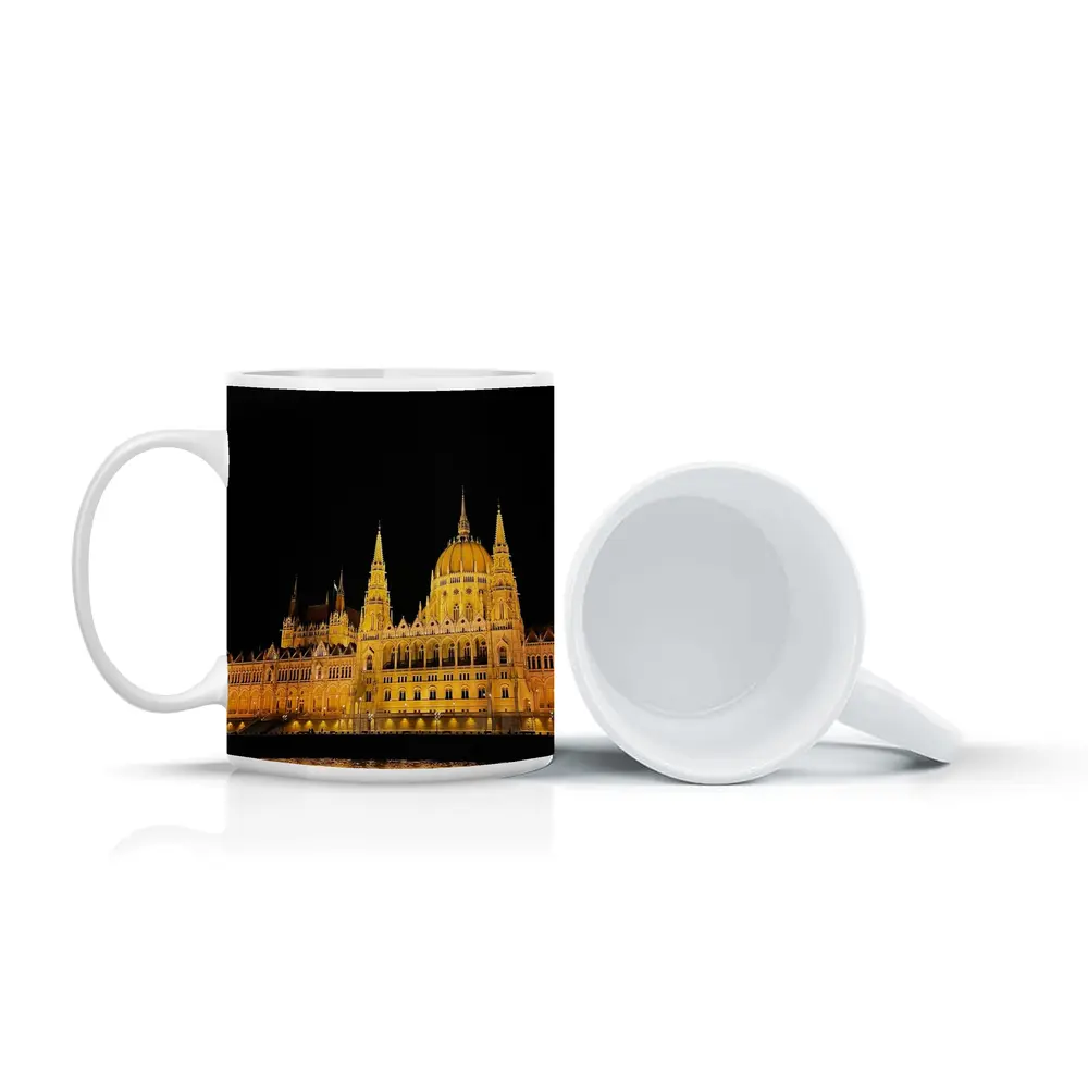 Budapest Parliament Building Glowing At Night – Mugs