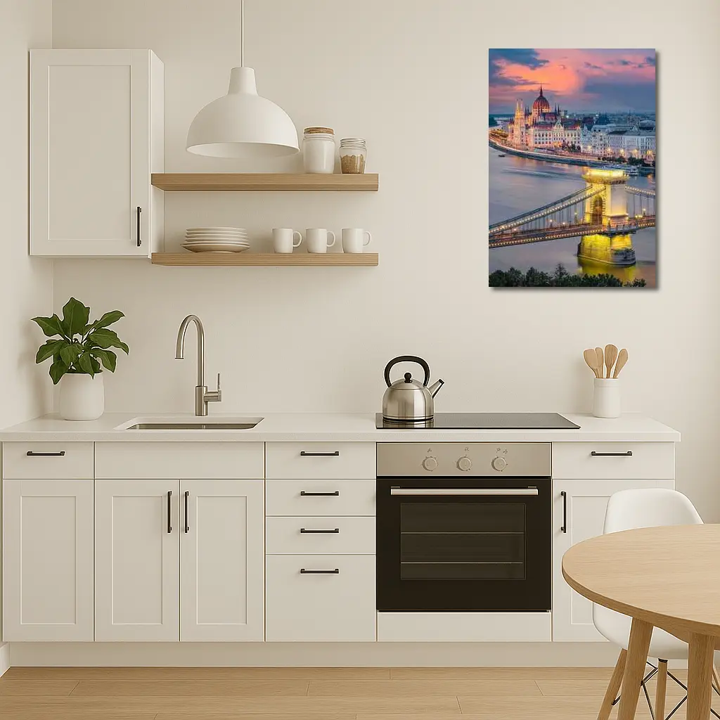 Budapest Chain Bridge Parliament Sunset Skyline – Wall Art