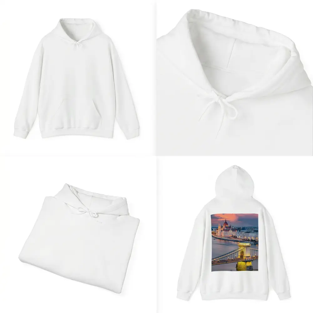 Budapest Chain Bridge Parliament Sunset Skyline – Hoodies