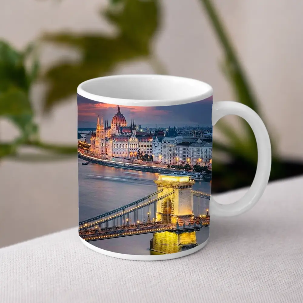 Budapest Chain Bridge Parliament Sunset Skyline – Mugs