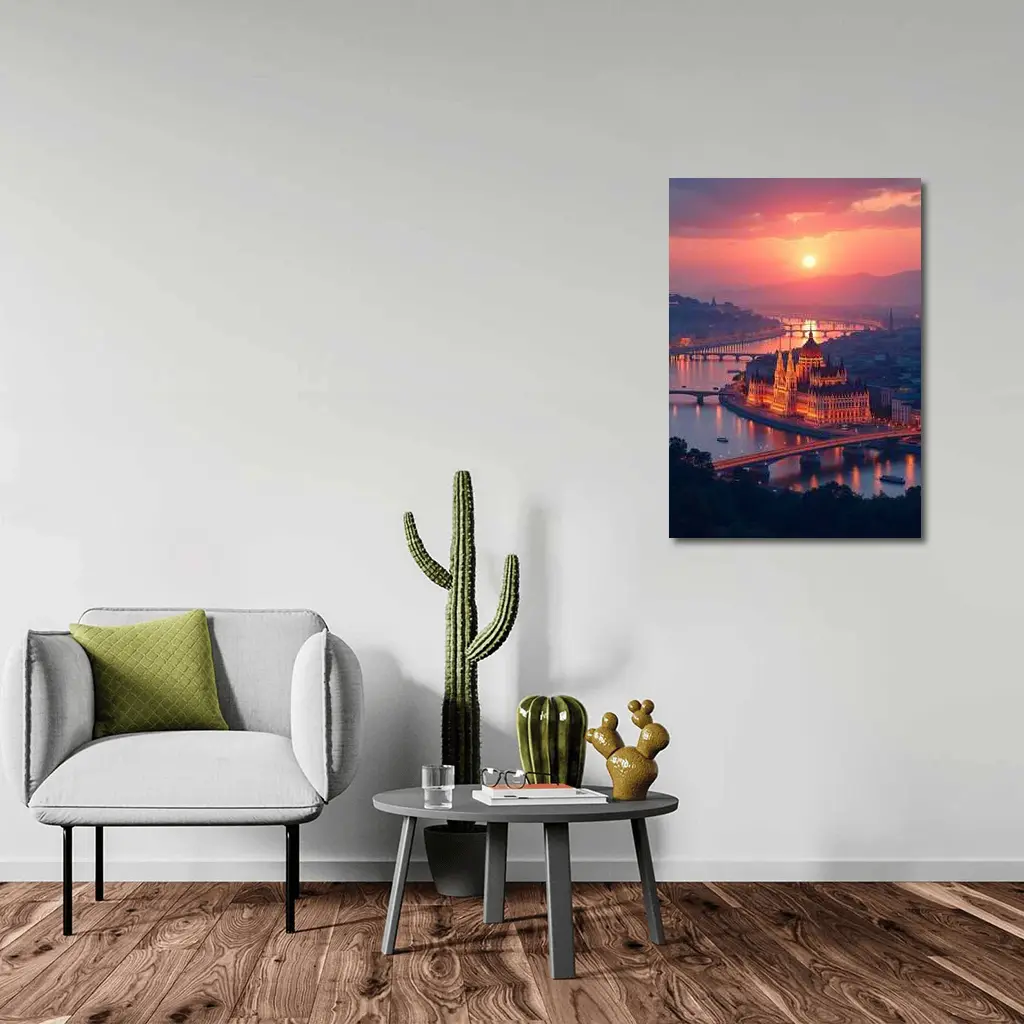 Budapest Parliament Building Danube River Sunset – Wall Art