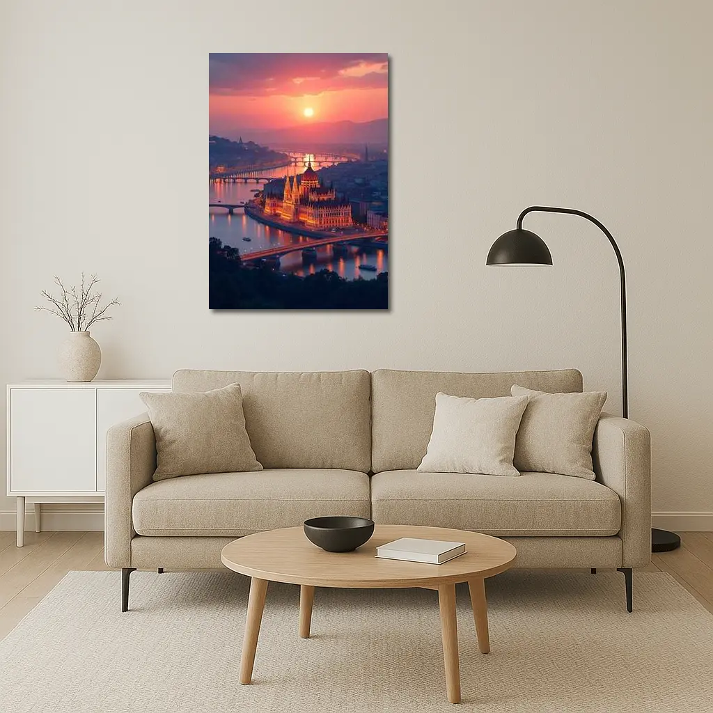 Budapest Parliament Building Danube River Sunset – Wall Art