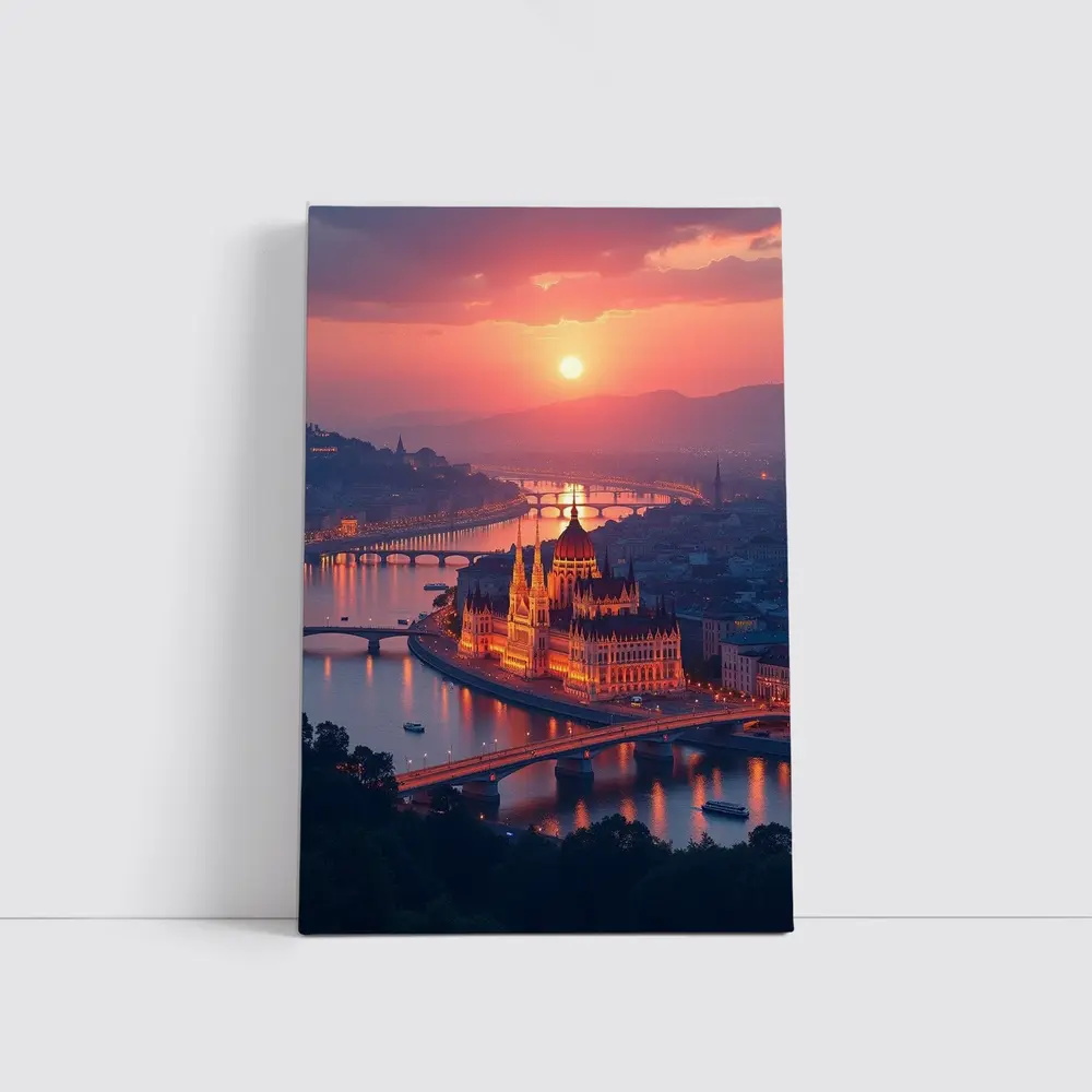Budapest Parliament Building Danube River Sunset – Wall Art