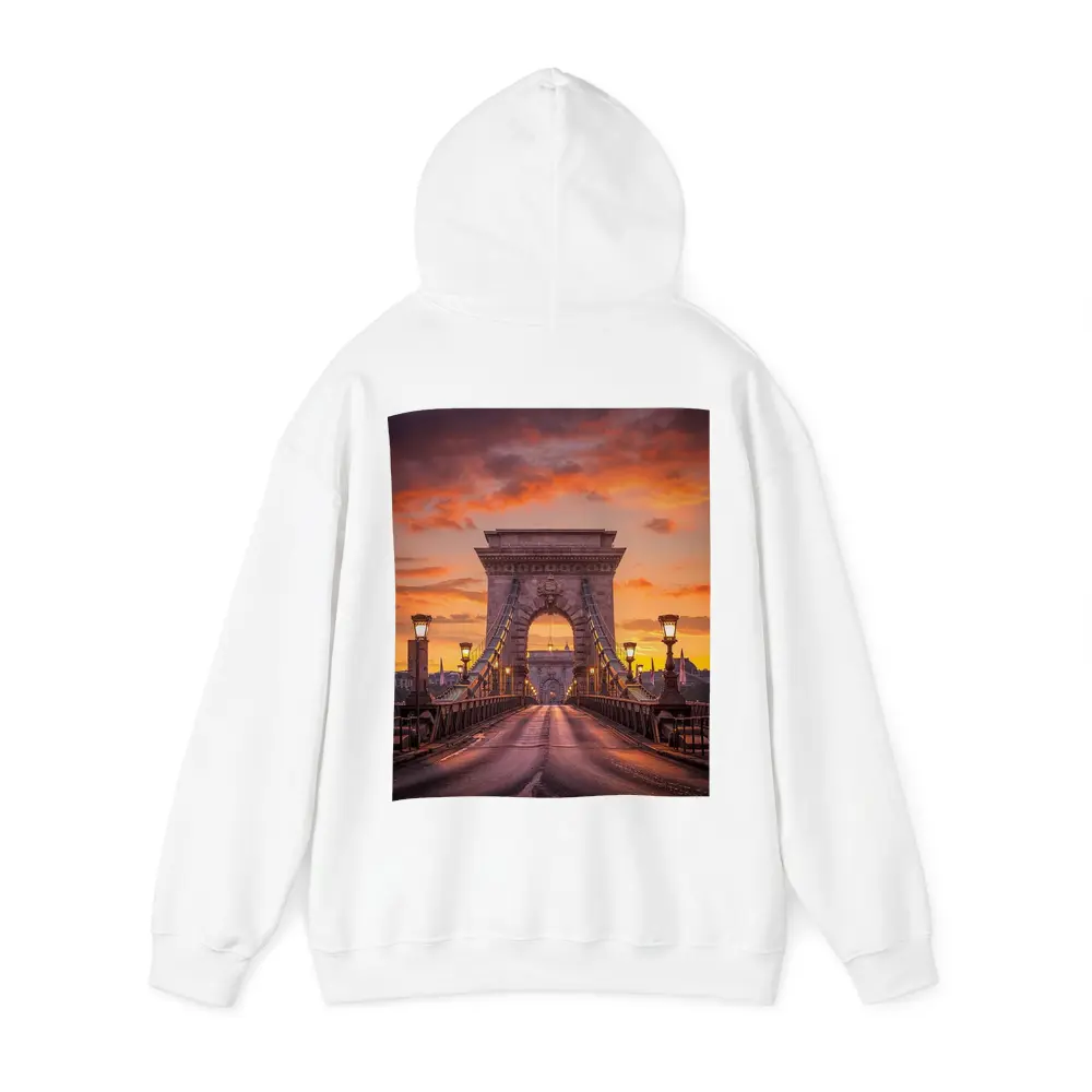 Chain Bridge Budapest Fiery Sunset Sky – Hoodies