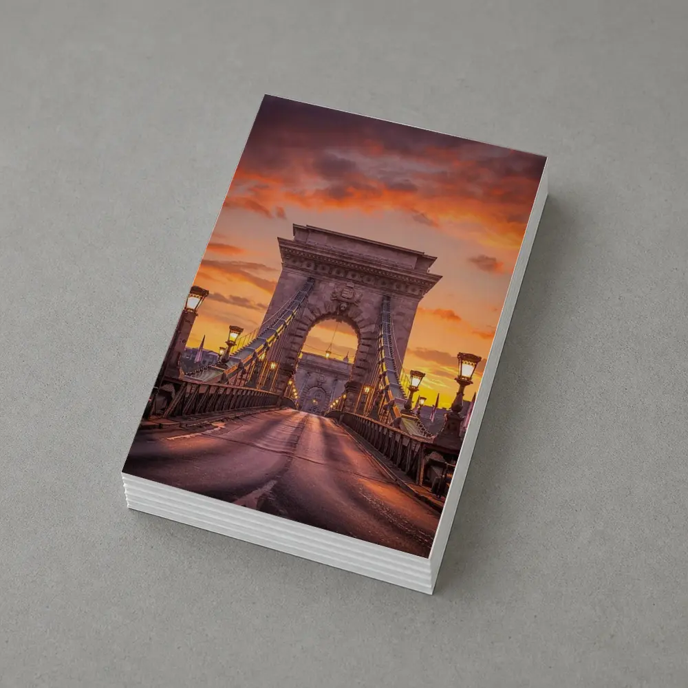 Chain Bridge Budapest Fiery Sunset Sky – Postcards