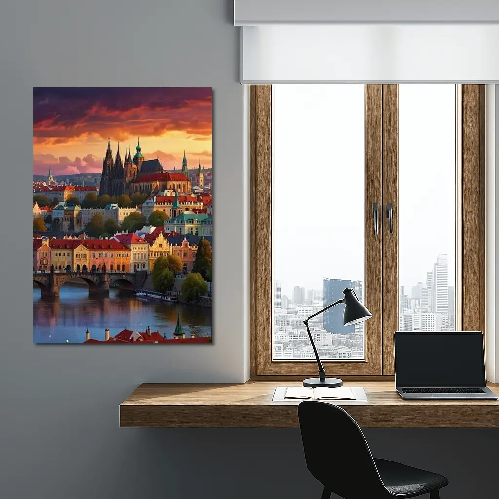 Prague Castle Skyline at Dramatic Sunset – Wall Art