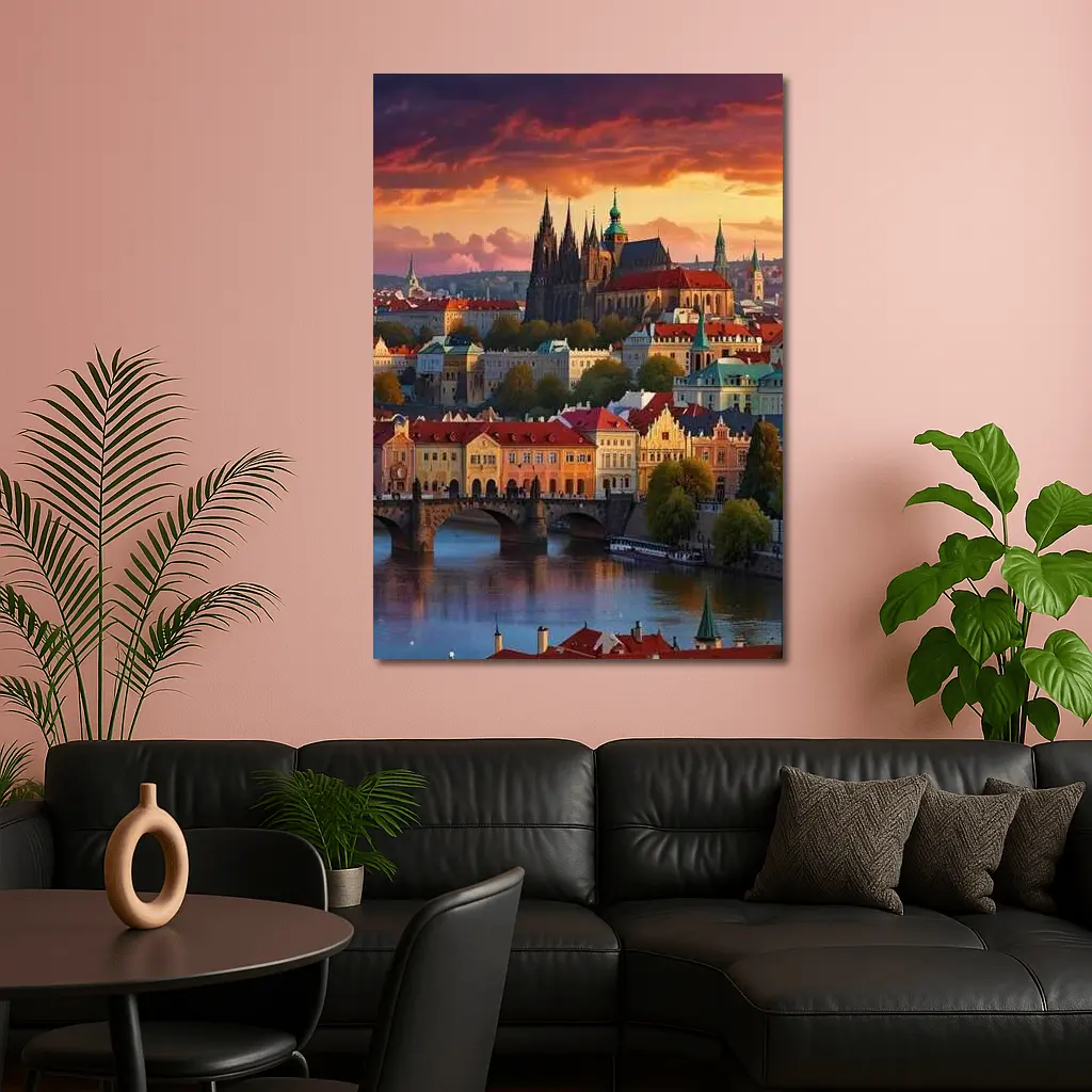 Prague Castle Skyline at Dramatic Sunset – Wall Art