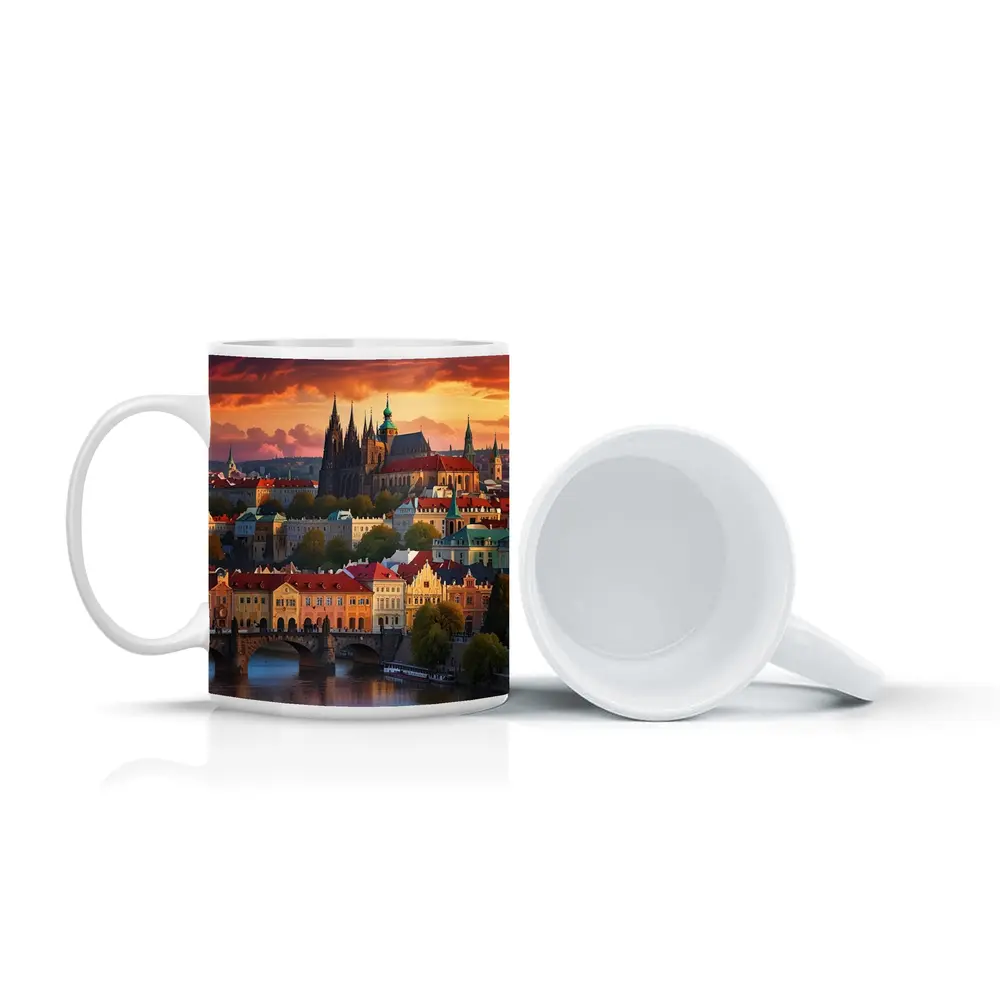 Prague Castle Skyline at Dramatic Sunset – Mugs