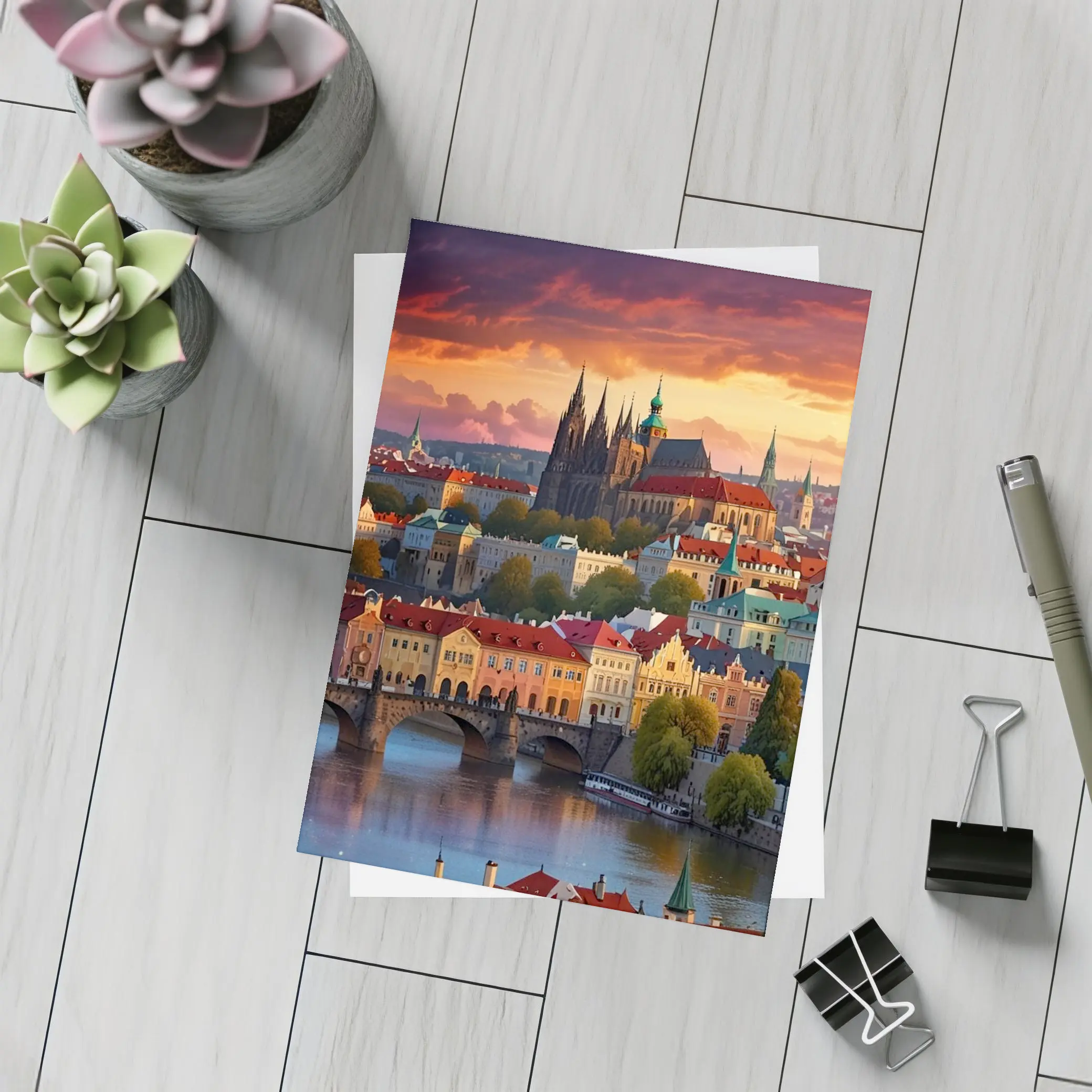 Prague Castle Skyline at Dramatic Sunset – Postcards