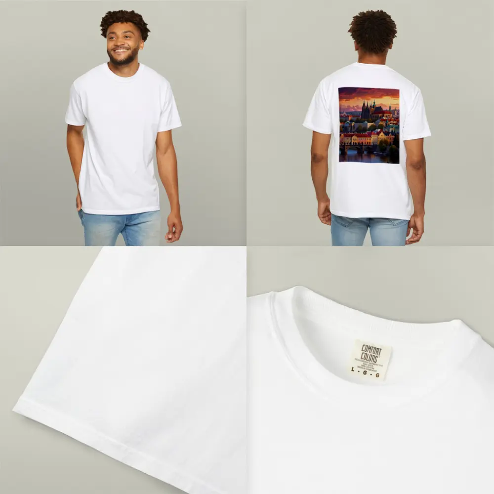 Prague Castle Skyline at Dramatic Sunset – T-Shirts
