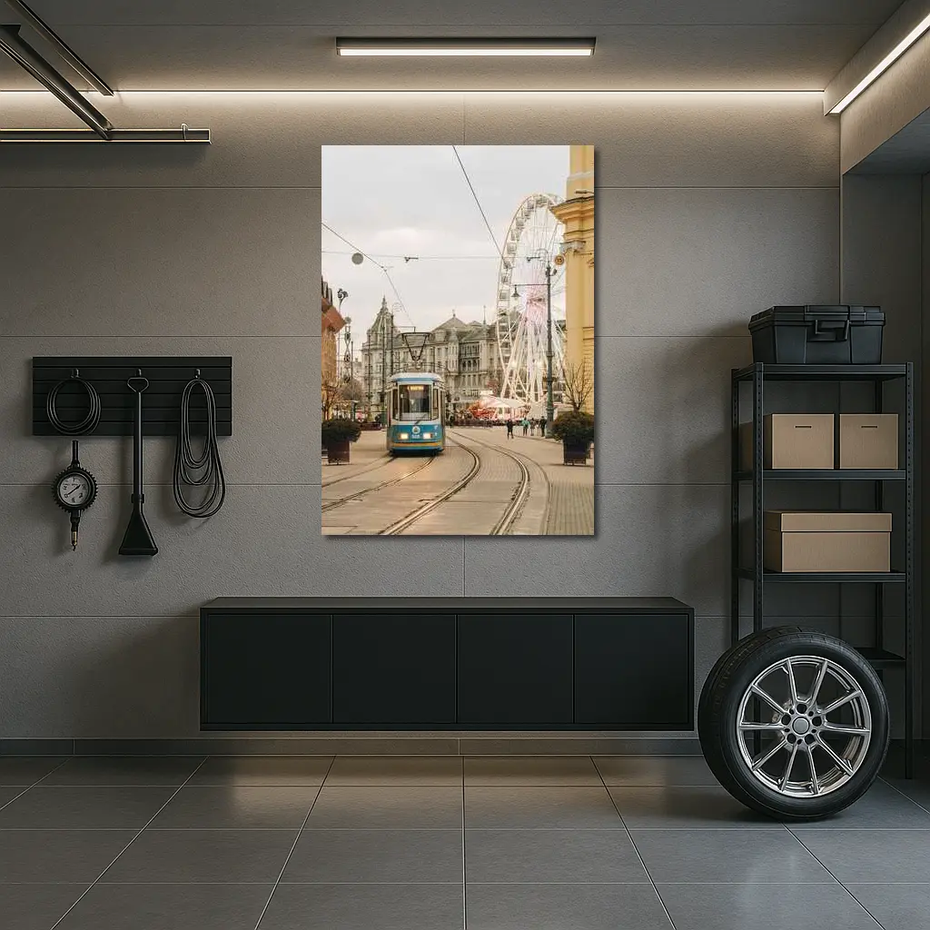 Blue Tram City Square Ferris Wheel Street – Wall Art