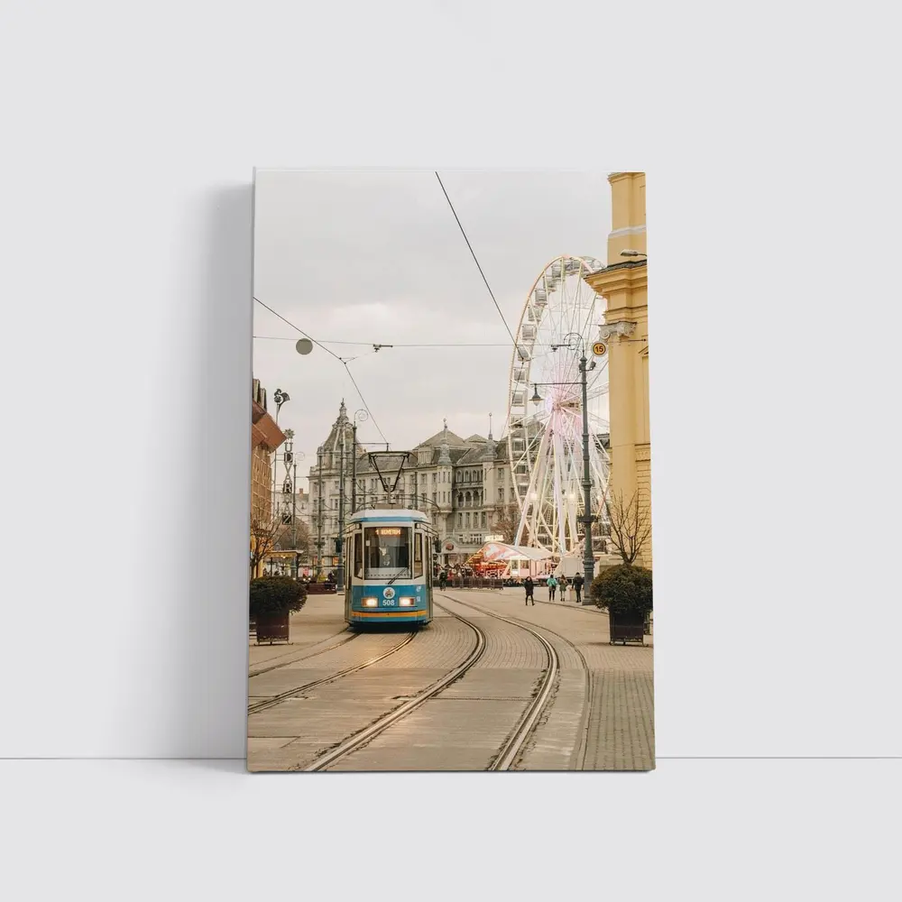 Blue Tram City Square Ferris Wheel Street – Wall Art