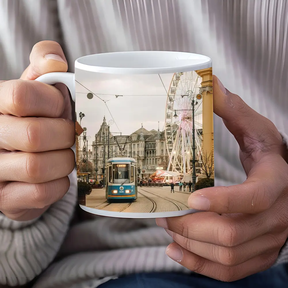 Blue Tram City Square Ferris Wheel Street – Mugs
