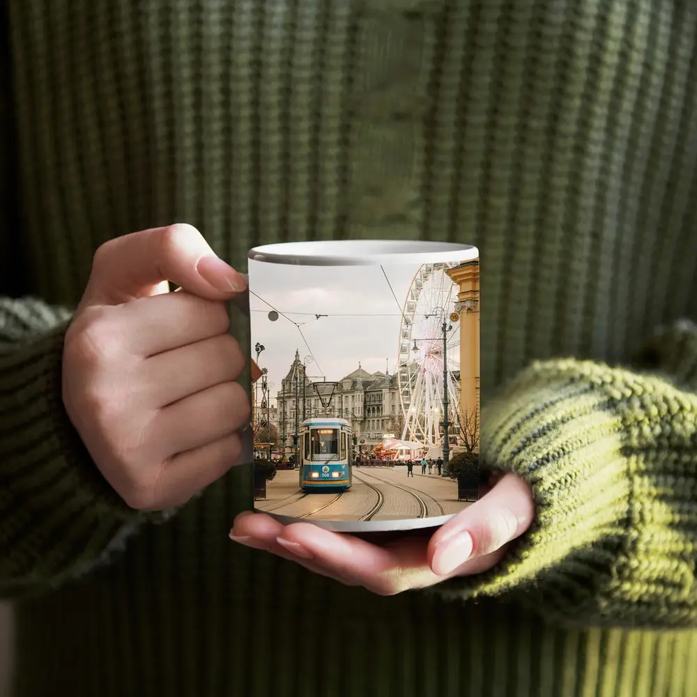 Blue Tram City Square Ferris Wheel Street – Mugs