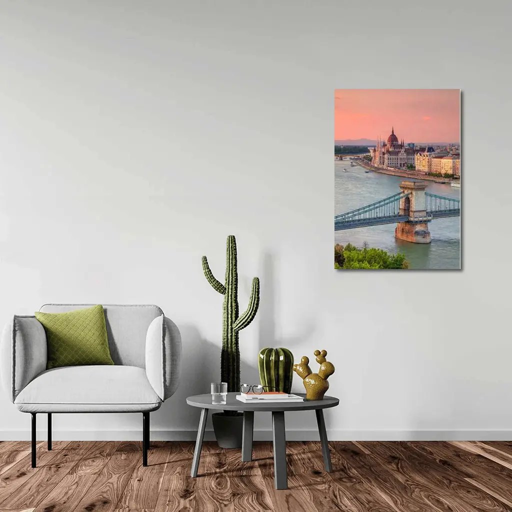 Budapest Chain Bridge Danube River Sunset – Wall Art
