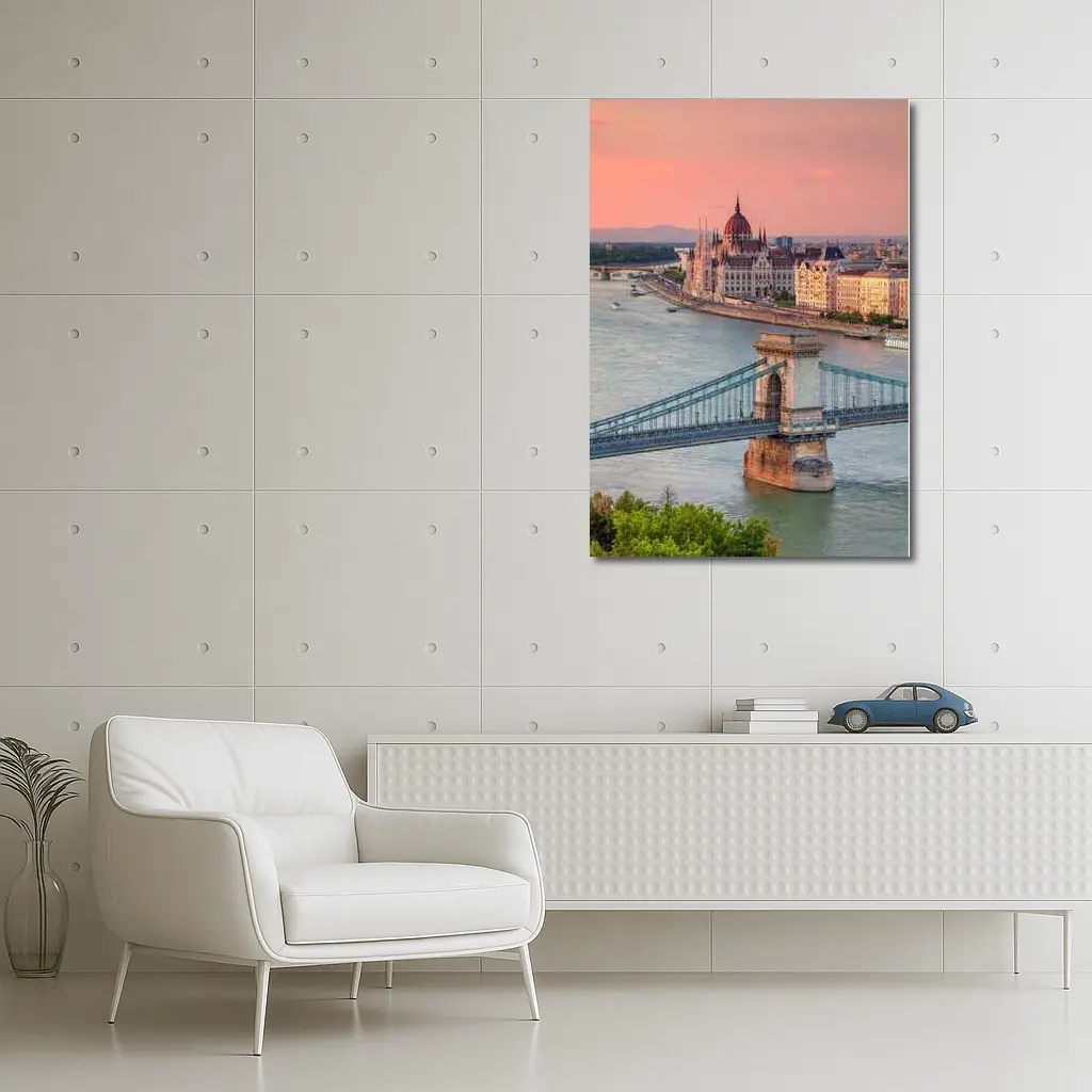 Budapest Chain Bridge Danube River Sunset – Wall Art