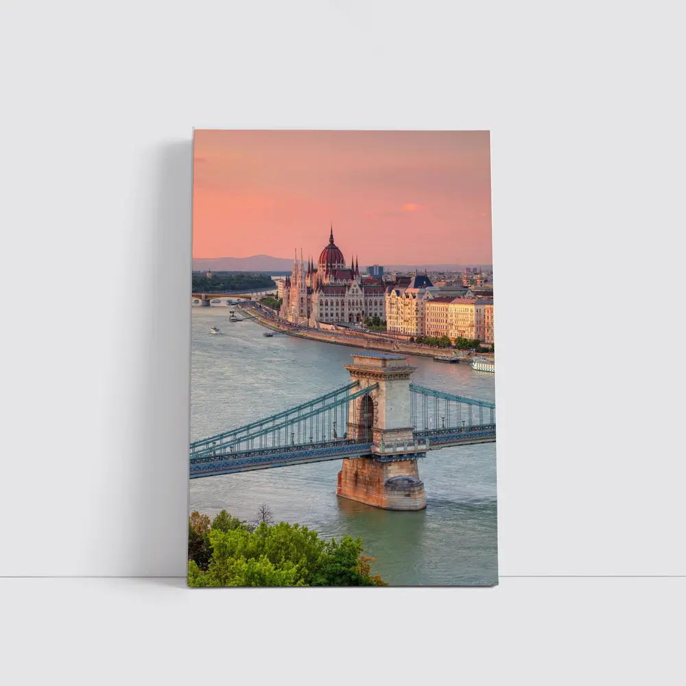 Budapest Chain Bridge Danube River Sunset – Wall Art
