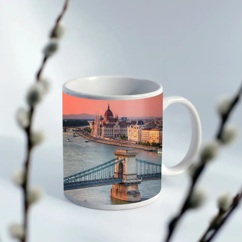 Budapest Chain Bridge Danube River Sunset – Mugs