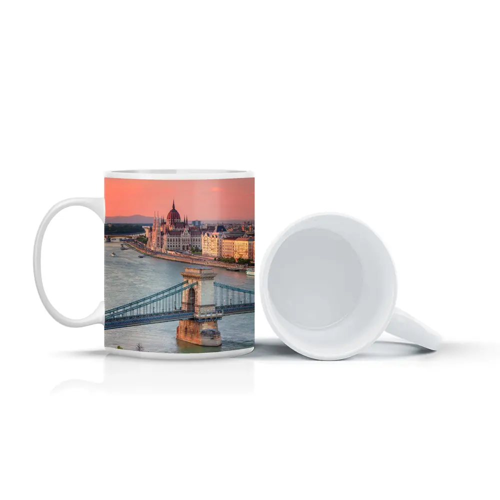 Budapest Chain Bridge Danube River Sunset – Mugs