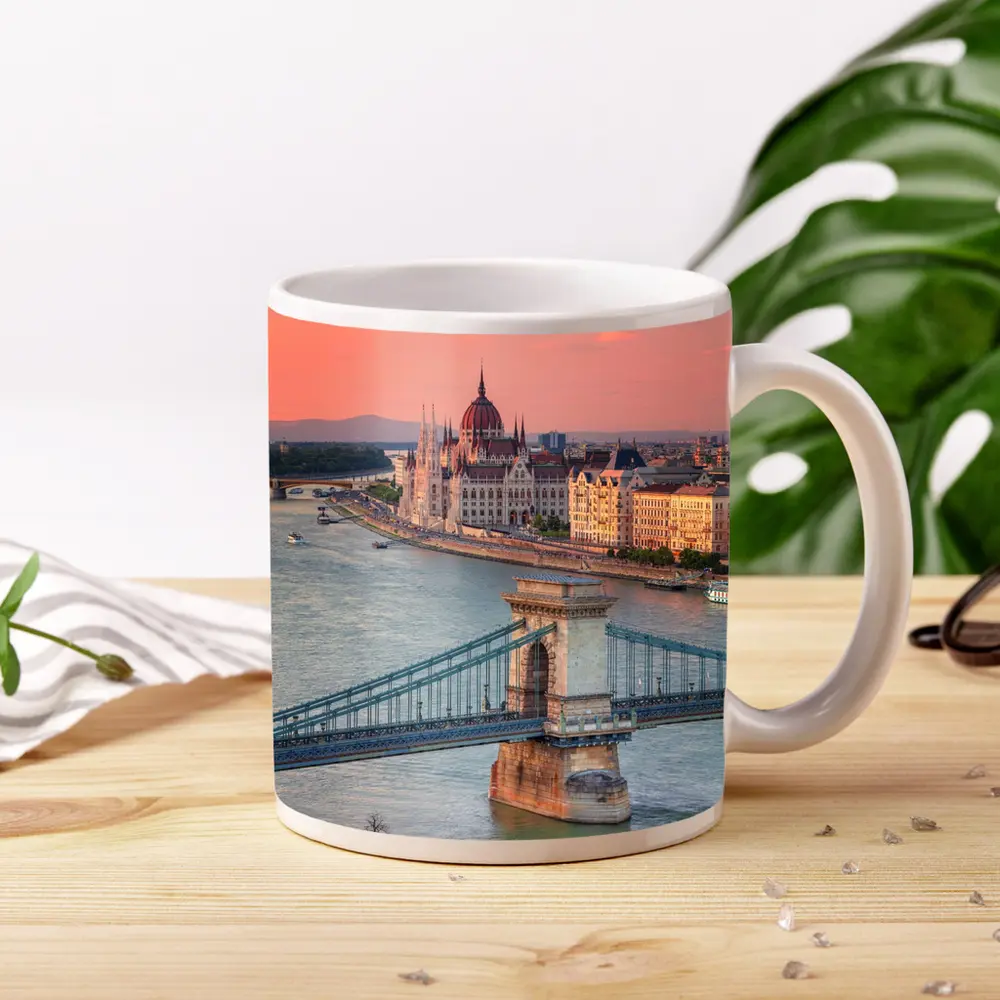 Budapest Chain Bridge Danube River Sunset – Mugs