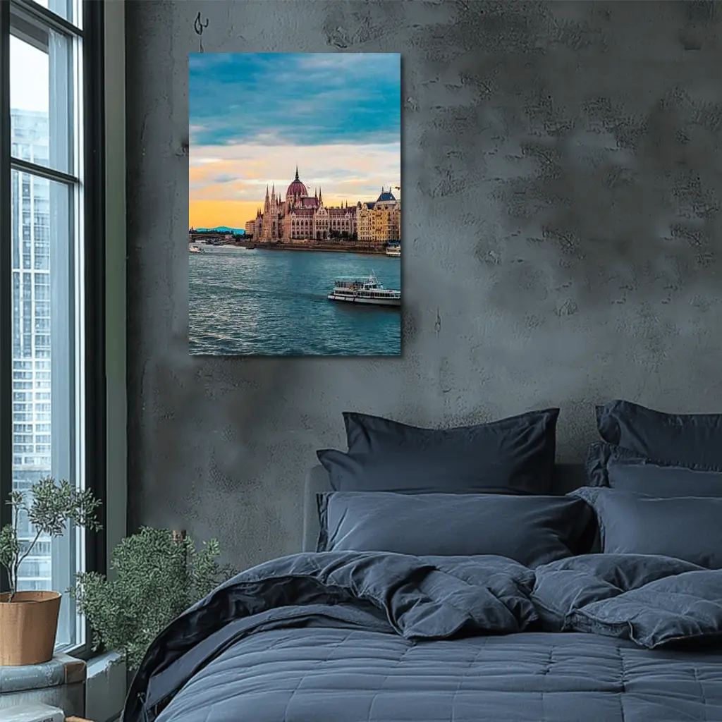 Budapest Parliament Building Danube River Sunset – Wall Art