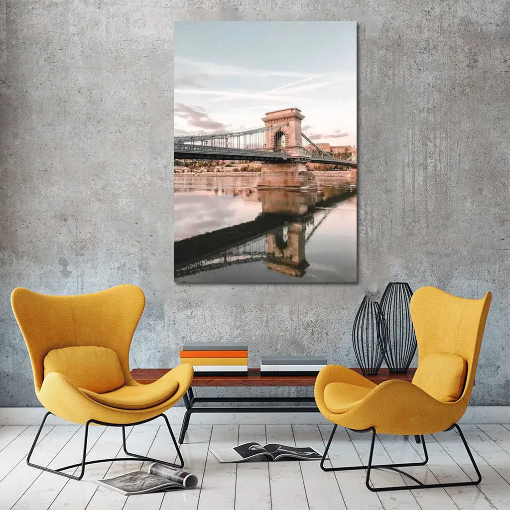 Budapest Chain Bridge Danube River Sunset – Wall Art