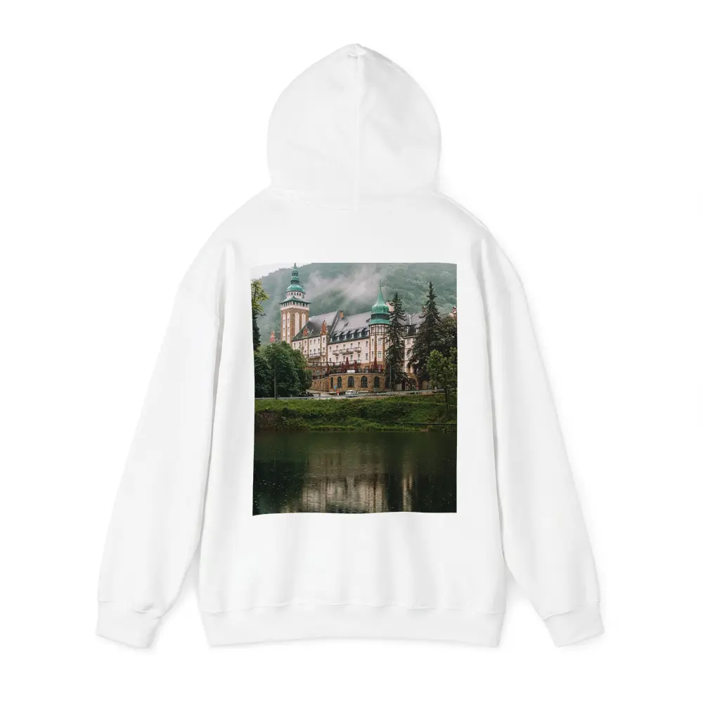 Historic Castle Reflecting On Misty Lake – Hoodies
