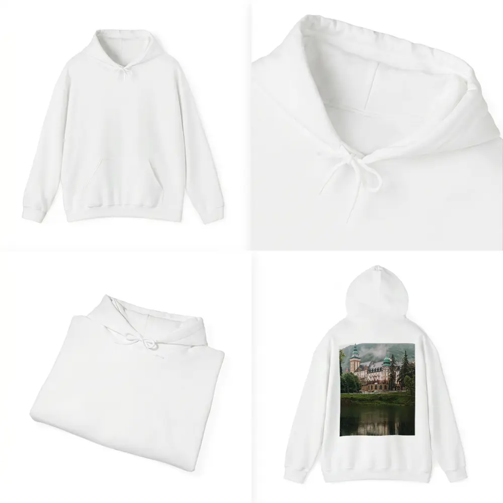 Historic Castle Reflecting On Misty Lake – Hoodies