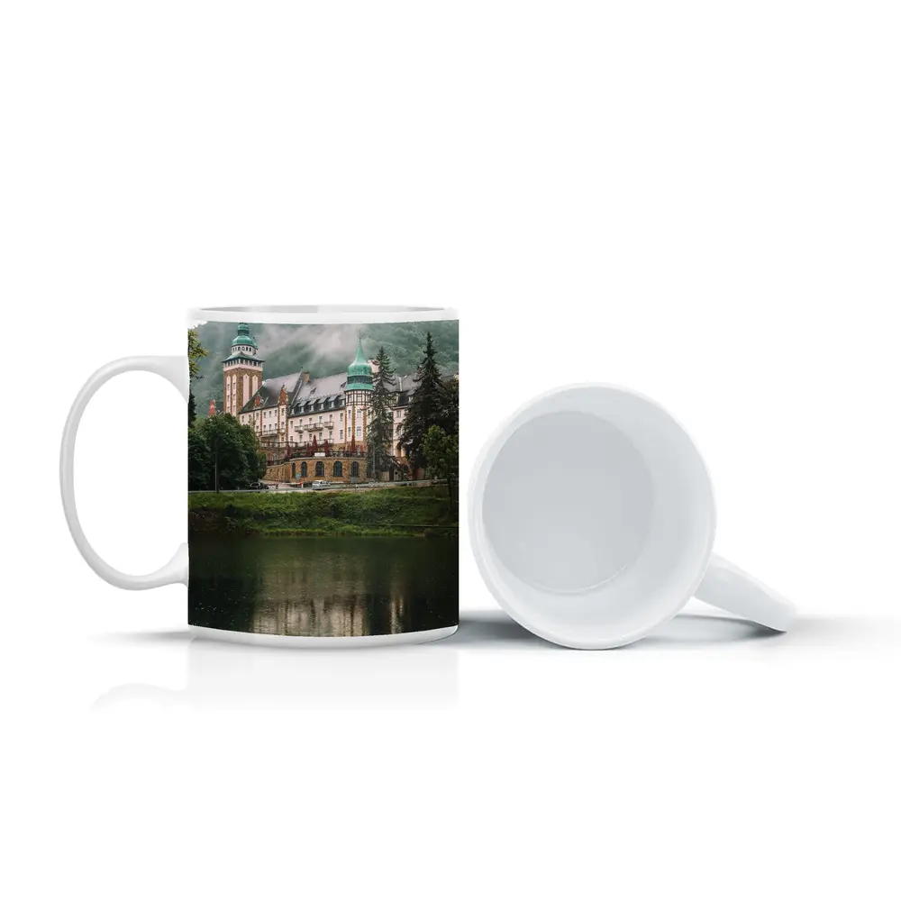 Historic Castle Reflecting On Misty Lake – Mugs