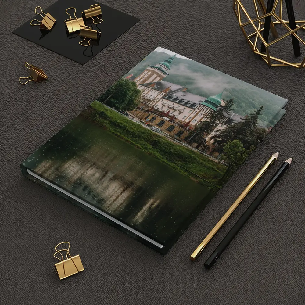 Historic Castle Reflecting On Misty Lake – Notebooks