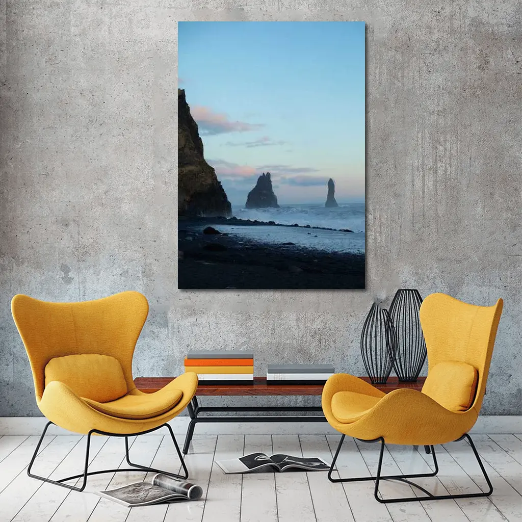 Reynisfjara Black Sand Beach Iceland Sea Stacks – Wall Art