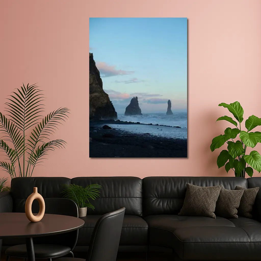 Reynisfjara Black Sand Beach Iceland Sea Stacks – Wall Art