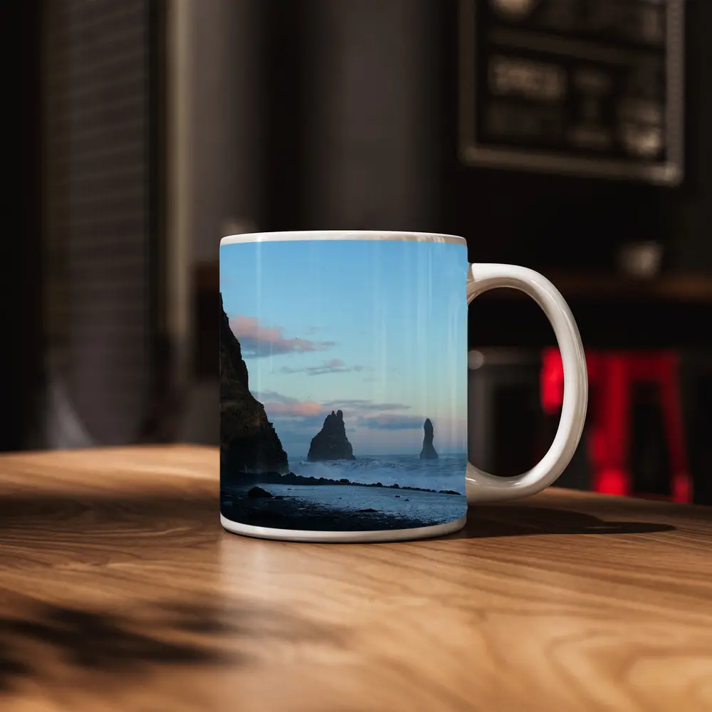 Reynisfjara Black Sand Beach Iceland Sea Stacks – Mugs