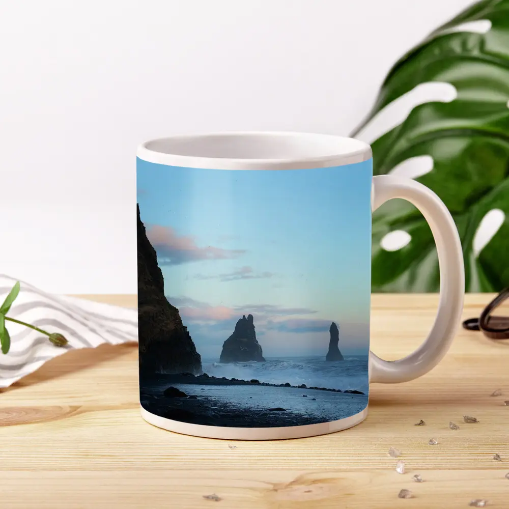 Reynisfjara Black Sand Beach Iceland Sea Stacks – Mugs