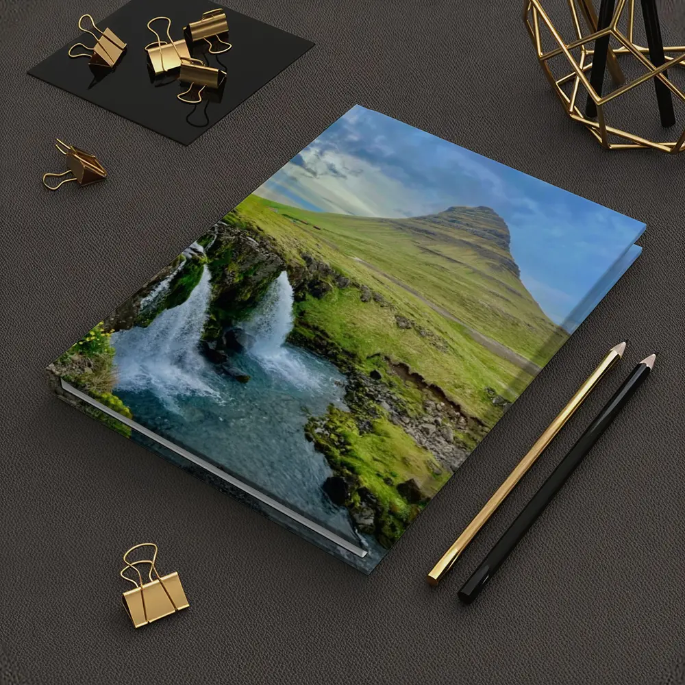 Kirkjufell Mountain Waterfall Iceland Green Landscape – Notebooks