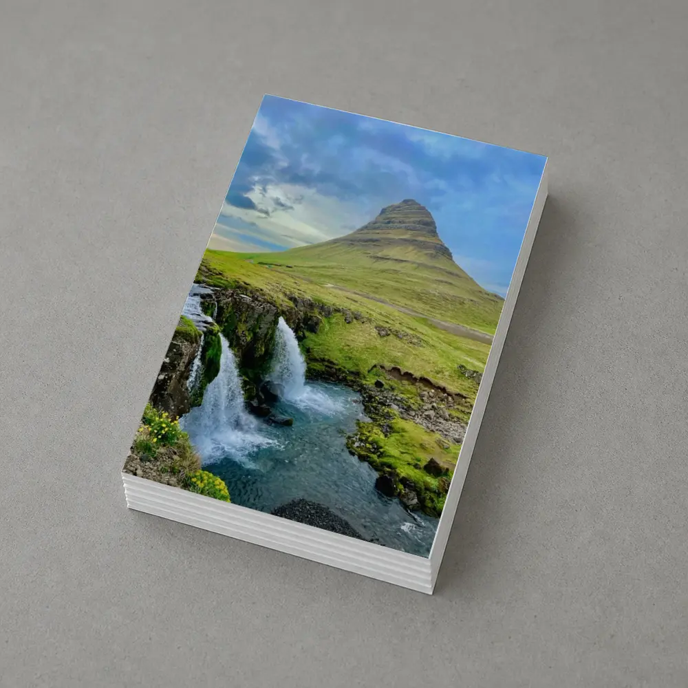 Kirkjufell Mountain Waterfall Iceland Green Landscape – Postcards