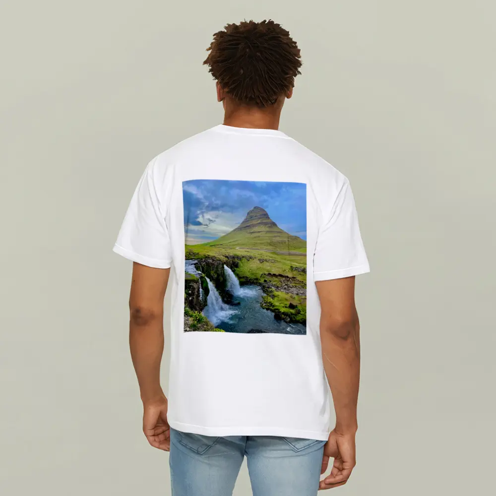 Kirkjufell Mountain Waterfall Iceland Green Landscape – T-Shirts