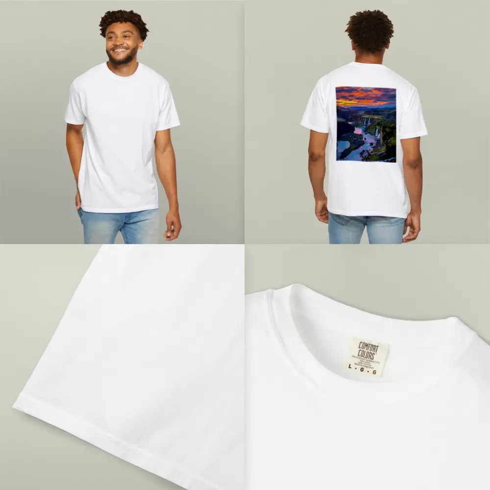 Iceland Canyon Waterfalls Fiery Sunset Sky – T-Shirts