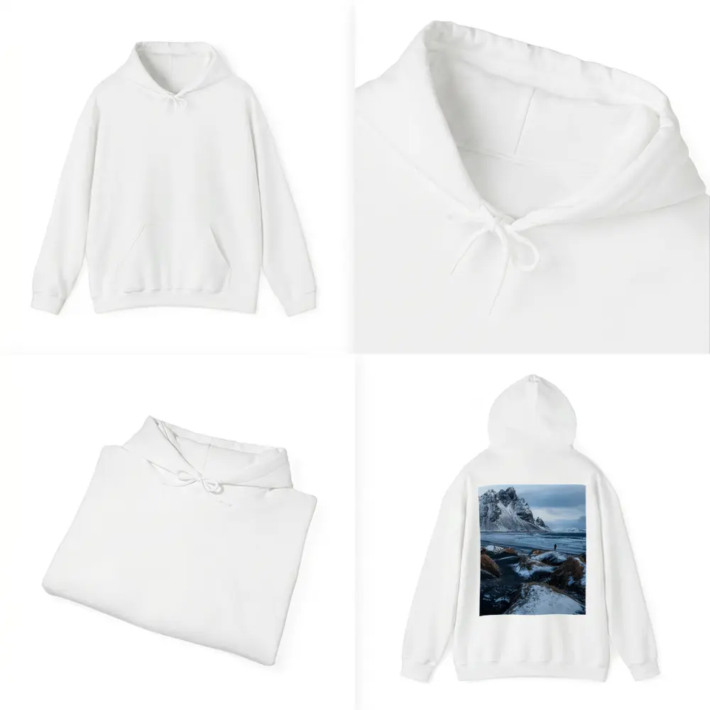 Lone Figure Stokksnes Black Sand Beach Iceland – Hoodies