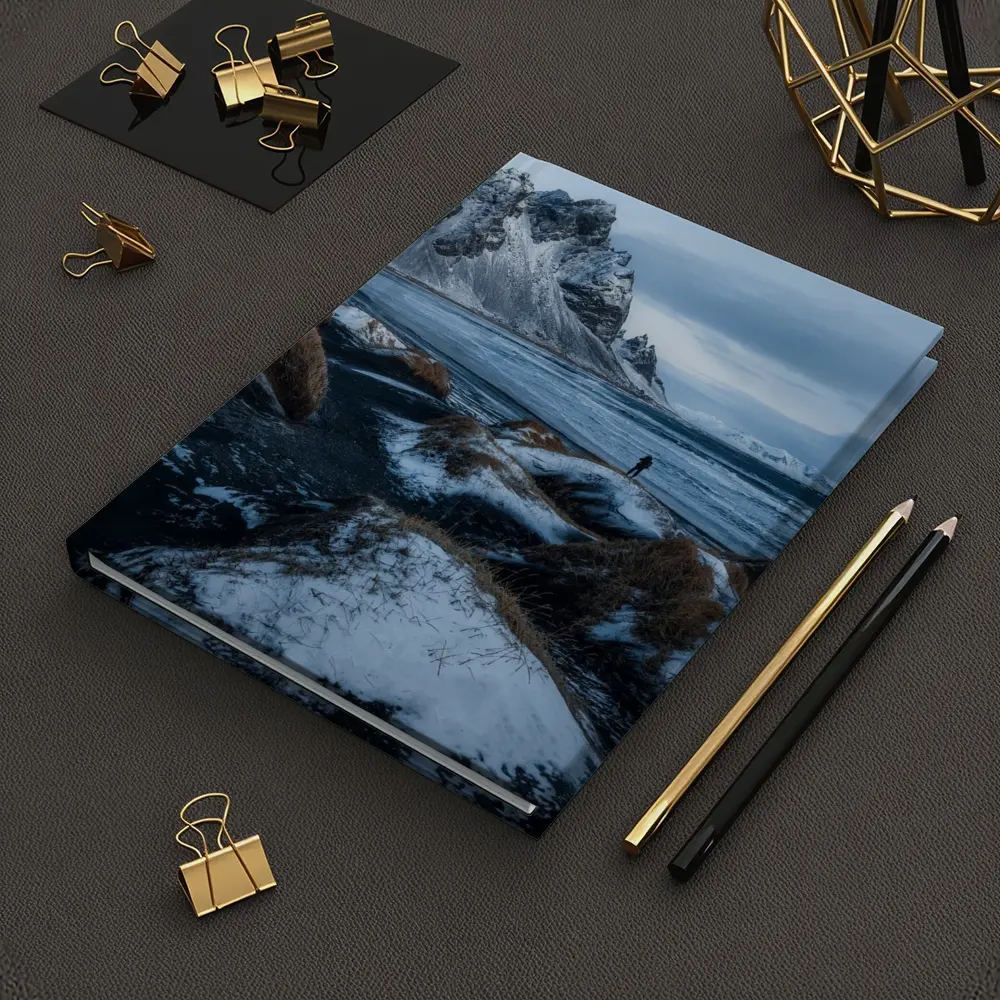 Lone Figure Stokksnes Black Sand Beach Iceland – Notebooks