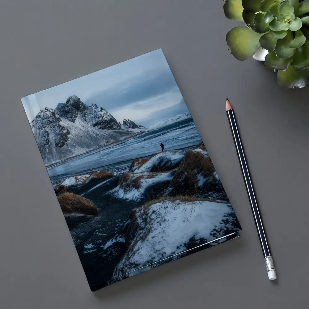 Lone Figure Stokksnes Black Sand Beach Iceland – Notebooks
