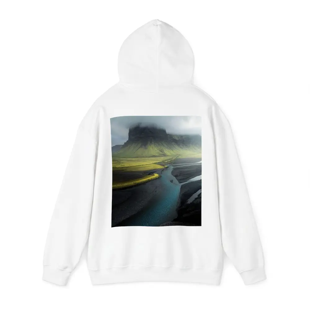 Iceland Misty Mountain River Landscape Photography – Hoodies