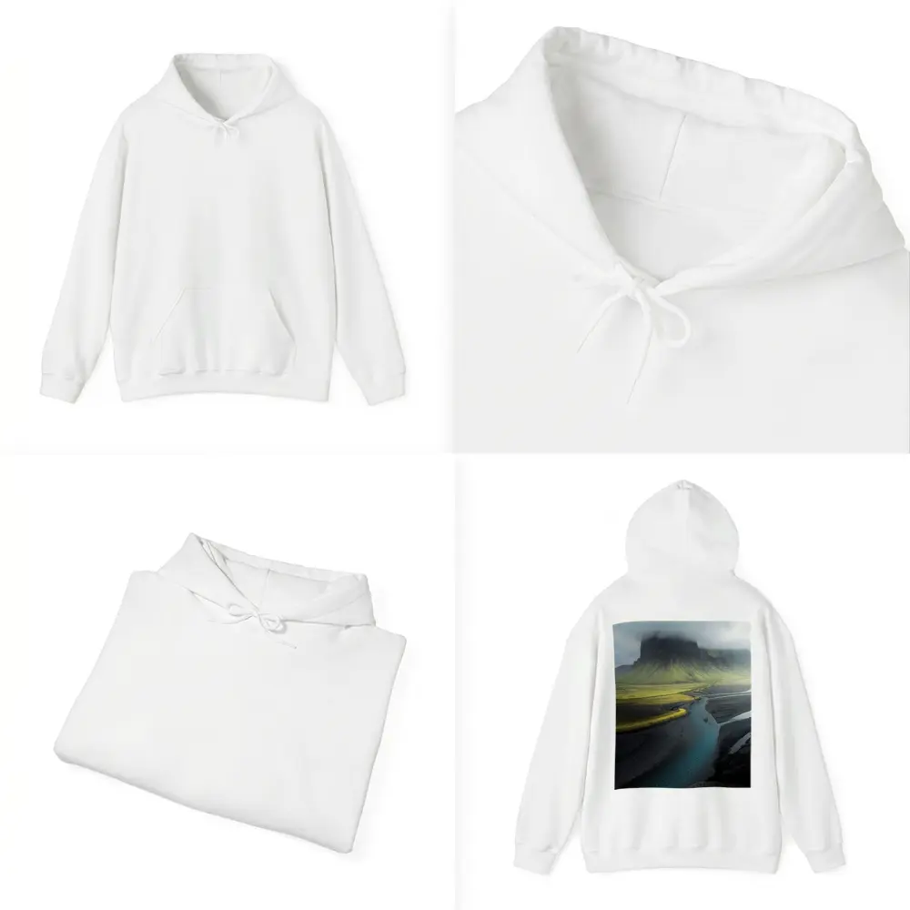 Iceland Misty Mountain River Landscape Photography – Hoodies