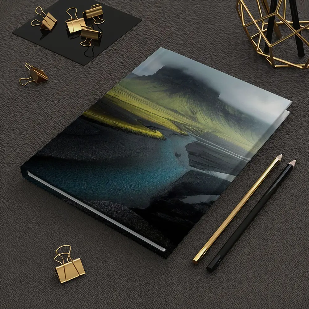 Iceland Misty Mountain River Landscape Photography – Notebooks