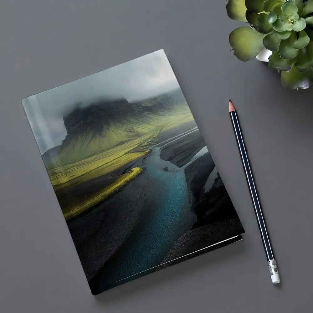 Iceland Misty Mountain River Landscape Photography – Notebooks