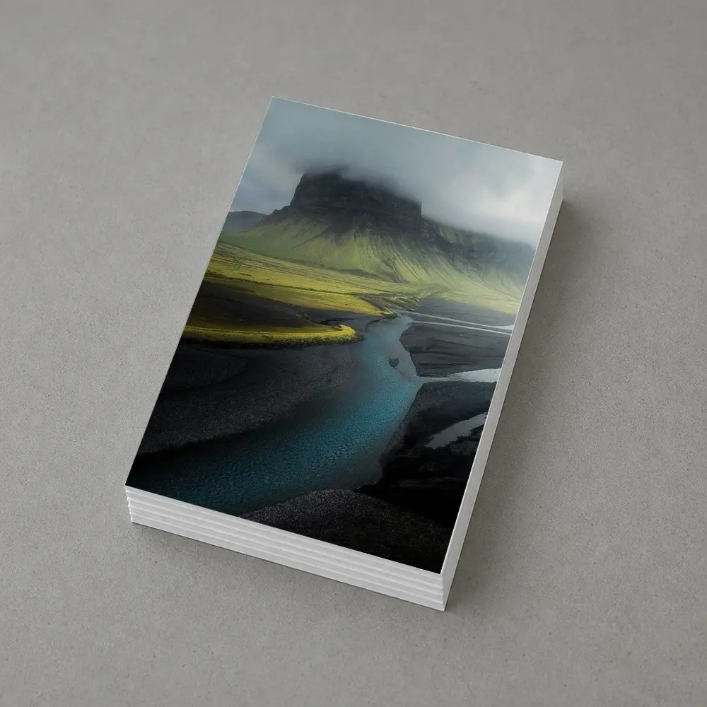 Iceland Misty Mountain River Landscape Photography – Postcards