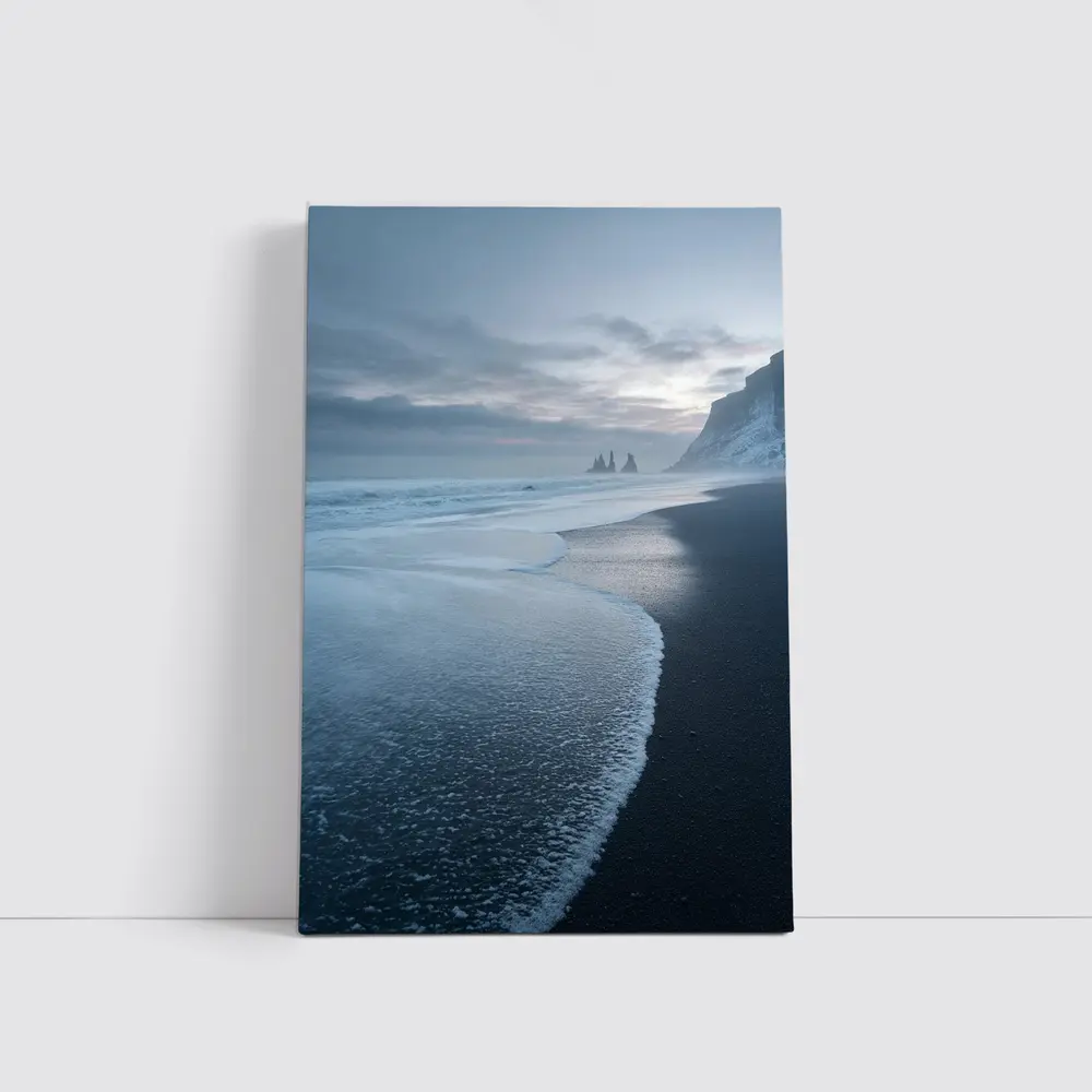 Black Sand Beach Iceland Moody Winter Seascape – Wall Art